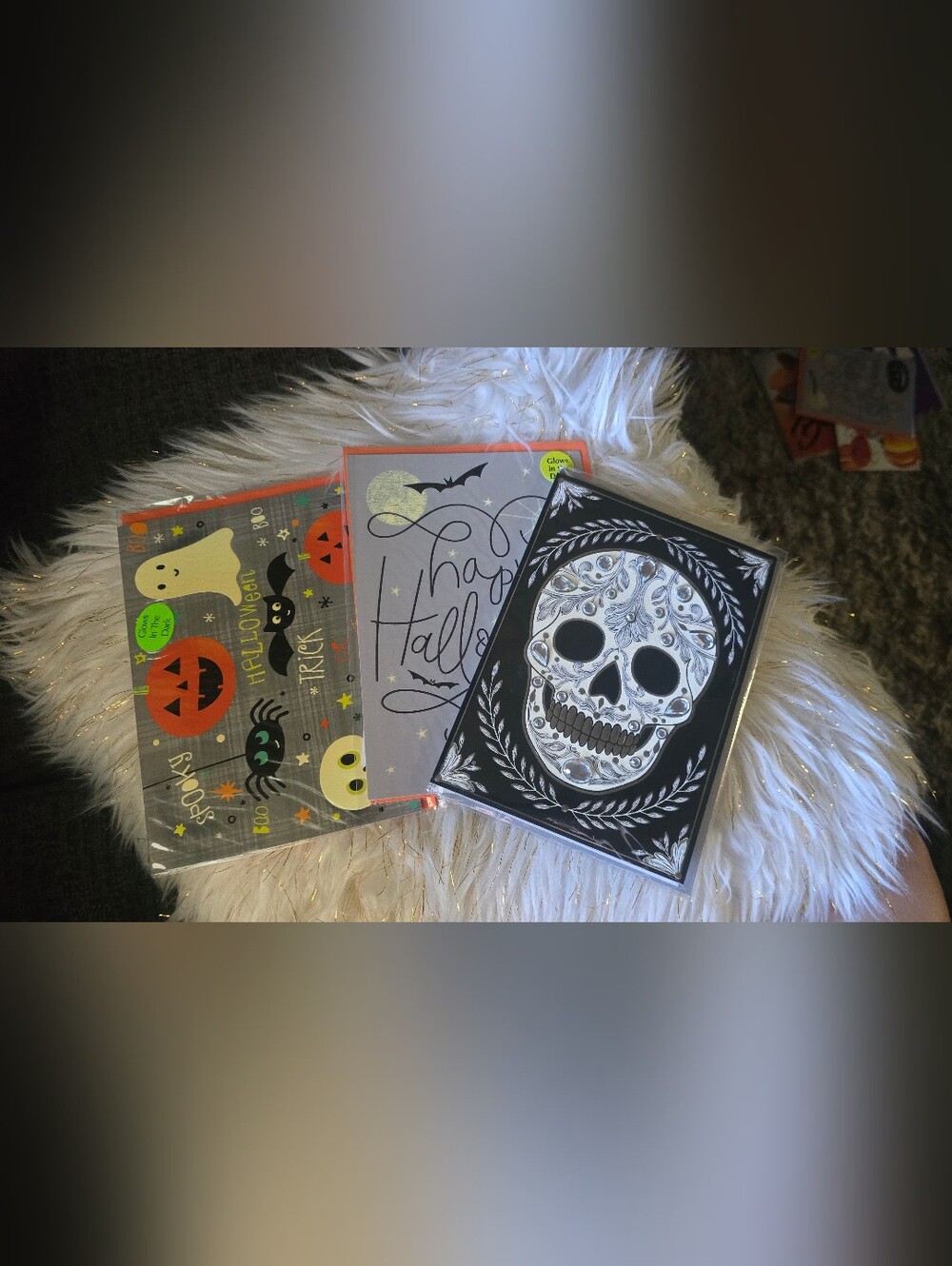 Halloween Invitations Cards- Black, Orange, Gray 3 Pieces
